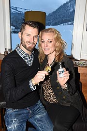 Martin Tomczyk mit Frau Christina Surer Modern Day Campfire, Daniel Marshall Cigars und Padre Azul Premium Tequila Lounge im Country Club in Reith, zum 79. Hahnenkamm Rennen in Kitzbühel am 26.01.2019 / Foto: BrauerPhotos / G.Nitschke für Padre Azul